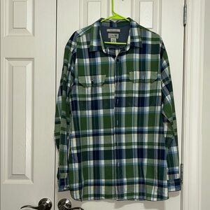 L.L. Bean Green and Blue Plaid Button-Down Shirt